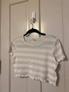 Billabong Cream Beige Lightweight Striped Tee